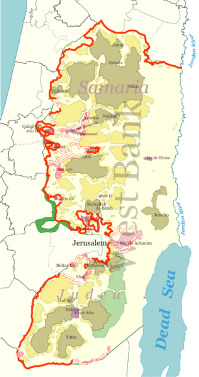 Mapa da extensão do Muro de Israel¹