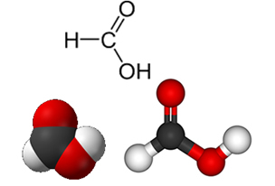 Fórmula estrutural do ácido metanoico ou fórmico