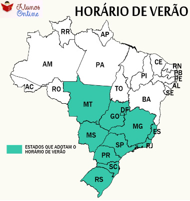 Mapa do horário brasileiro de verão