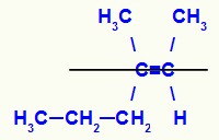 Fórmula estrutural do isômero E-3-metil-hex-2-eno