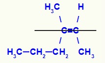 Fórmula estrutural do isômero Z-3-metil-hex-2-eno