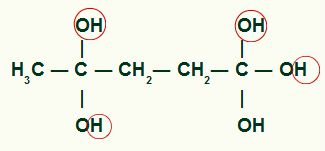 Destaque dos átomos que formarão moléculas de água no produto do Metil-ciclobutano