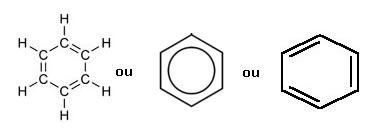 Fórmulas químicas do anel benzênico ou benzeno