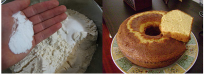 Bicarbonato de sódio sendo usado como fermento de bolo