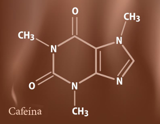 Fórmula estrutural da cafeína ou 1,3,7-trimetil-3,7-dihidro-1H-purina-2,6-diona