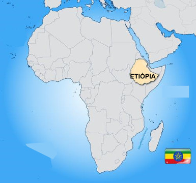 Mapa de localização da Etiópia