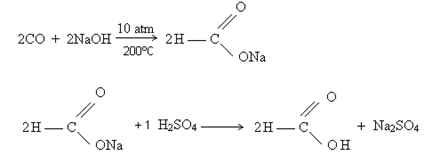 Reação de obtenção do ácido metanoico.