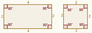 Comparação entre quadrado e retângulo
