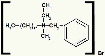 Fórmula estrutural de um sal de amônio com radicais diferentes