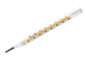 Termômetro de mercúrio usado para medir temperatura